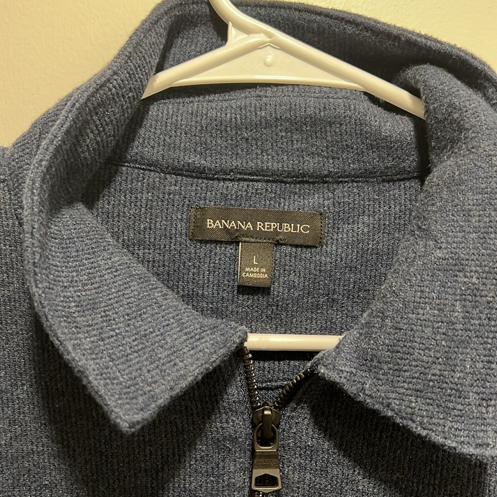 Banana Republic Men’s 1/4 Zip Navy Sweater Size Large - Picture 3 of 3